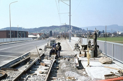 WSB Überführung N1, Geleisebau, Suhr, 1965