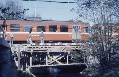 WSB Ürkenbrücke im Bau, Apr. 1983