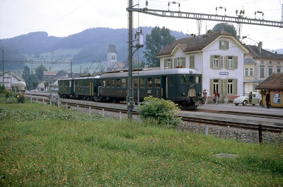 SBB, Bahnhof Bäretswil, Be 4/6 mit Bti, Aufnahme 1968