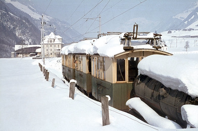 LSE, Grafenort, ehemalige StEB-Berglokomotiven HGe 2/2, Aufnahme 1965
