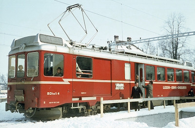 LSE, Stans, Triebwagen BDhe 4/4 4, Aufnahme 1965