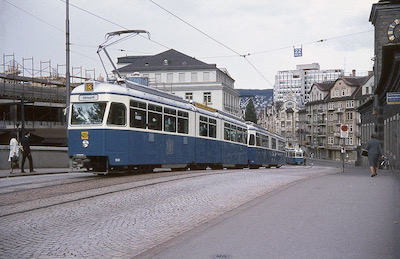 VBZ, Zürich-Enge, Tram 13 mit Be 4/6 1641, Aufnahme 1967