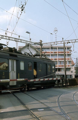 SBB, Oberentfelden, Kreuzung mit WSB, BDe 4/4, Aufnahme 1980
