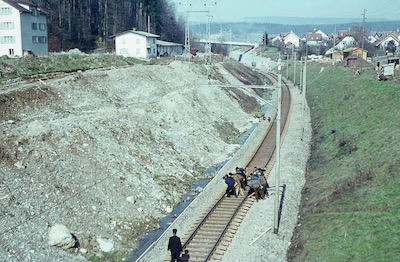 SBB, Hausen-Brugg, Gleisverschiebung, Aufnahme 1966