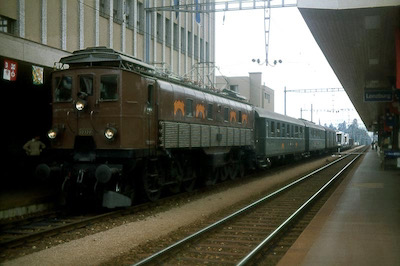 SBB, Lenzburg, Fernsehzug mit Be 4/6 12320, Aufnahme 1979