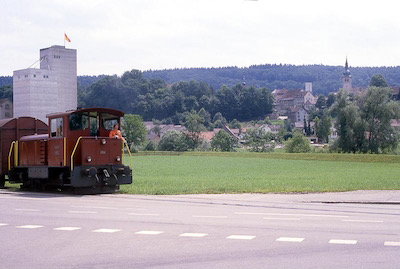 SBB, Bischofszell Nord mit Blick auf Bischofszell Stadt, Tm IV 8758, Aufnahme 1987