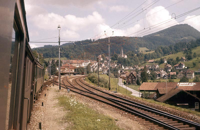 BT, Lichtensteig, Abzweigung Linie 853 nach Wil SG, Aufnahme 1962