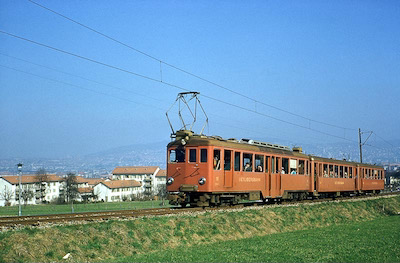 BZUe, Zürich Triemli, Personenzug mit BDe 4/4 11, Aufnahme 1957