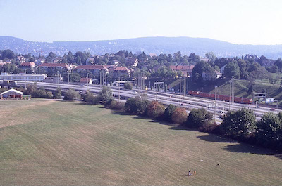 SZU, Zürich Brunau, Pendelzug mit Re 4/4 Serie 45-47 (später Re 456), Aufnahme 1991