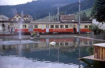 AB, Appenzell, Personenzug mit BDe 4/4 47, Aufnahme 1973