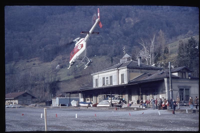 SBB Weesen, alter Bhf., Helikopterlandeplatz, 1974