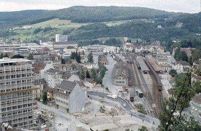 SBB Bahnhof Baden von Ruine Stein, 1961