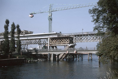 SBB Zürich, Limmatbrücke im Bau, Käferberglinie, 1967