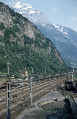 SBB Gotthardbahn, Erstfeld, Drehscheibe, Aufnahme 1967