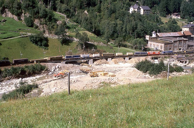 SBB Gotthardbahn, Gurtnellen, Unwetterschäden, Aufnahme 1987