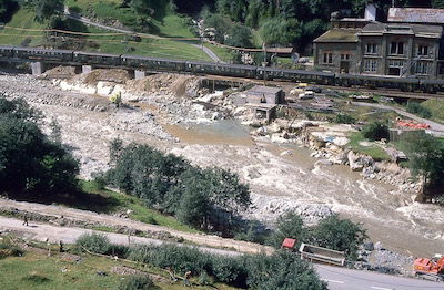 SBB Gotthardbahn, Gurtnellen, Unwetterschäden, Aufnahme 1987