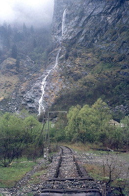 Bellinzona-Mesocco-Bahn, Cabbiolo, Stumpengleis, Aufnahme 1972
